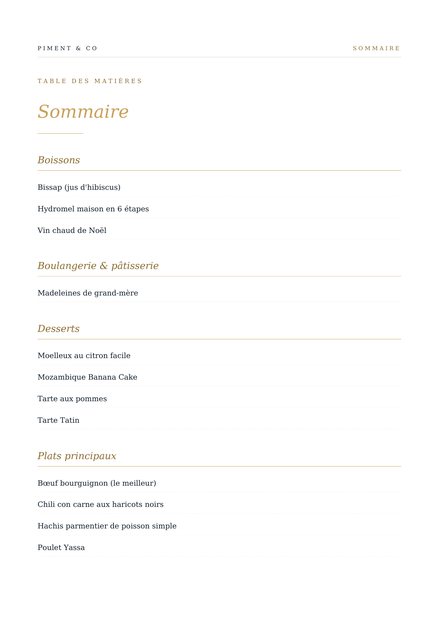 Une fiche recette